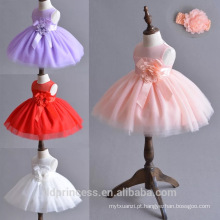 2017 fancy baby girl party dress crianças vestidos projeta vermelho rosa branco tule vestido sem mangas